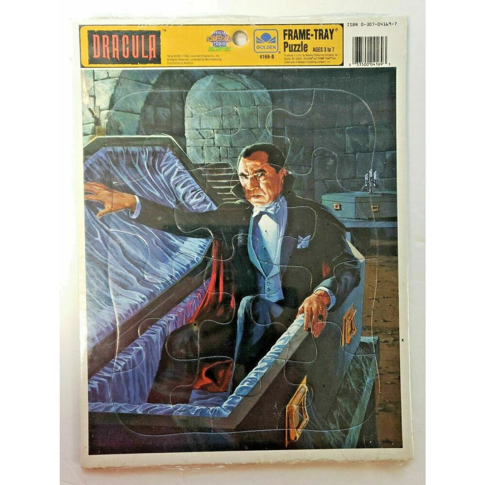 Vtg Dracula Frame Tray 12 Piece‎ Puzzle Golden Universal Studios Monsters U170